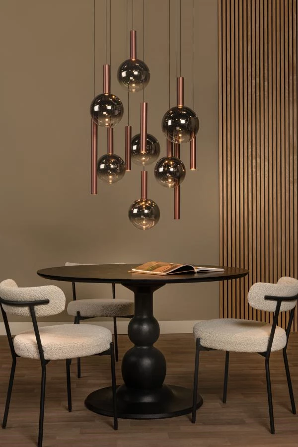 Lucide Premium JASMINE - Suspension - Ø 75 cm - LED Dim. - CCT - 12x4,5W 2200K/3300K - Cuivre - ambiance 1